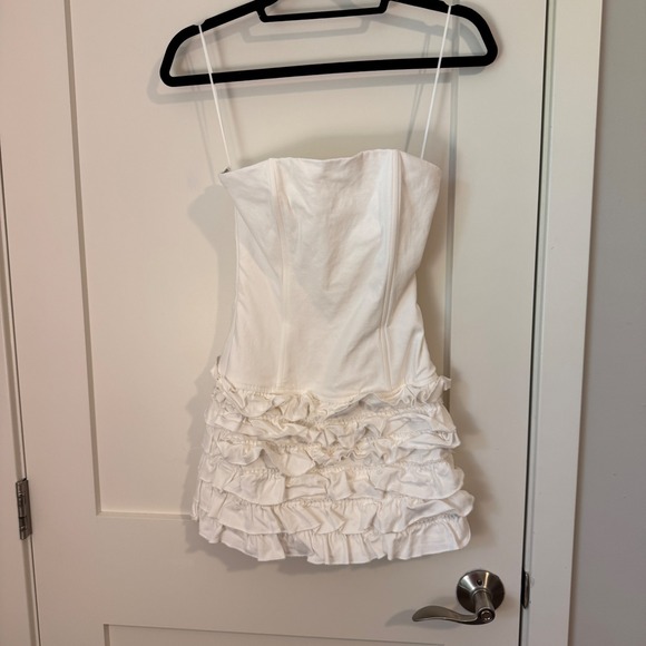 Edikted Dresses & Skirts - Edikted White Strapless Corset Ruffle Mini Dress Small Y2K Coquette Party